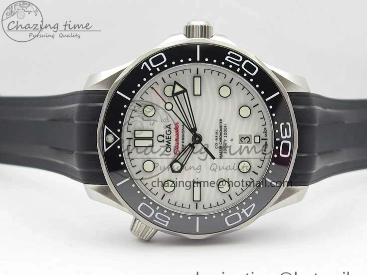 0410 2019 Seamaster Diver 300M OMF Best Edition Black Ceramic White Dial on Black Rubber Strap A WaterResistant 7938